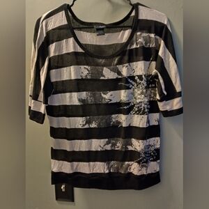 Daytrip Black and White Striped Top